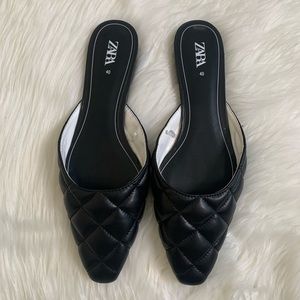 ZARA quilted flat mules